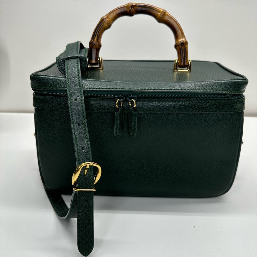 Gucci bamboo vanity bag handbag shoulder leather